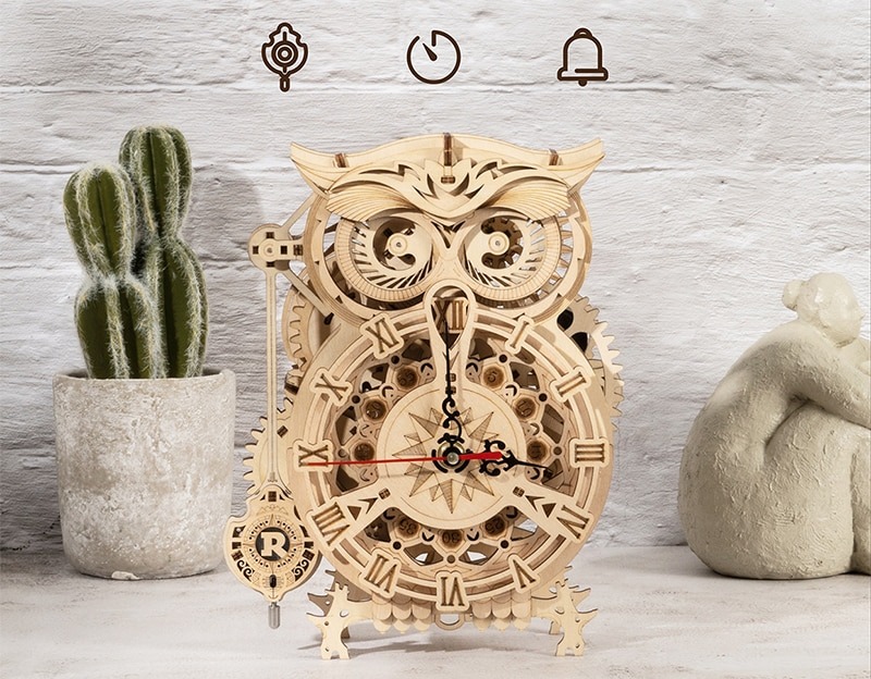 39€99 sur 3D puzzle Hibou Horloge Pendule Mécanique Artisanat en Bois 161  pièces - Puzzle 3D - Achat & prix