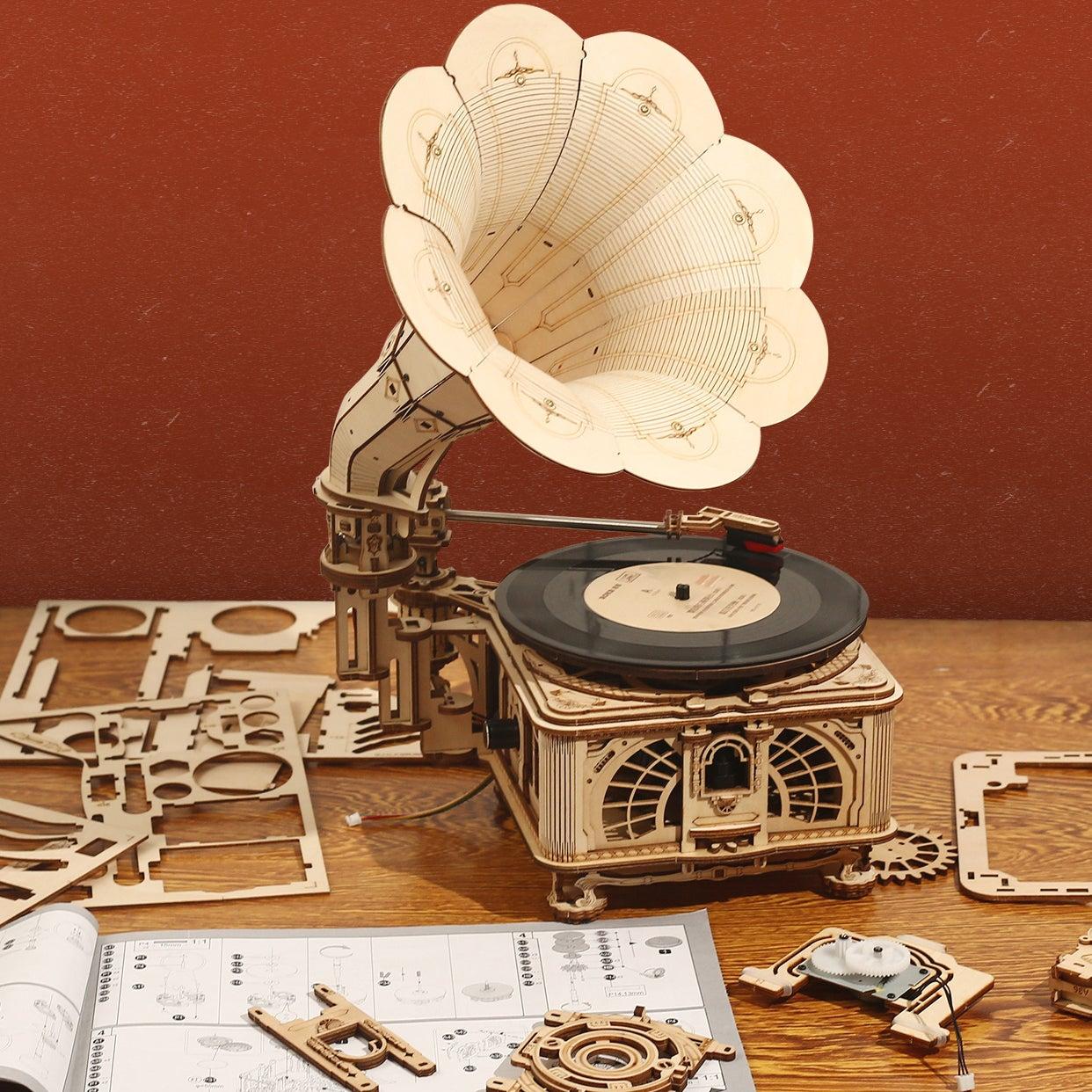 Gramophone - Maquette réaliste en bois 3D - MECAPUZZLE